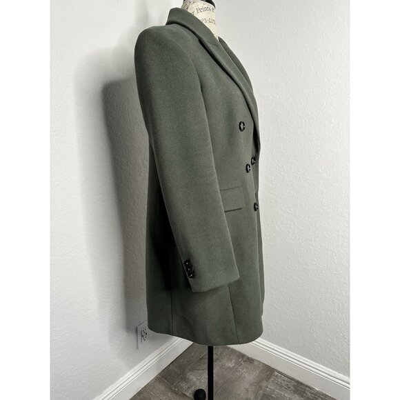 MANGO Double-Breasted Wool Blend Olive Green Women's Midi Coat Size Large - Picture 5 of 10